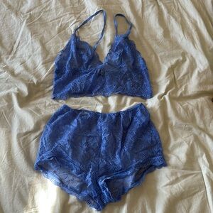 Victoria’s Secret Blue Lace Unlined Lingerie Set Size Small